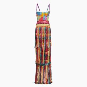 Alejandra Alonso Rojas Fringe-Trim Silk Gown